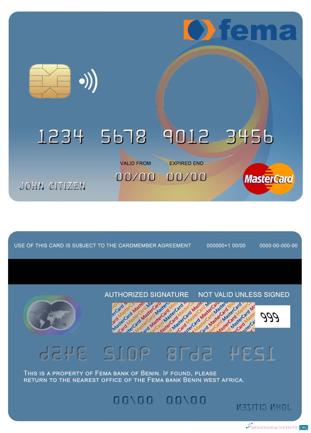 Download Benin Fema bank mastercard Photoshop template
